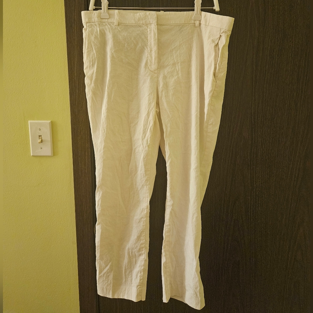 Theory Linen Blend Tailor Trouser C_Eco Crunch Wash Size 12